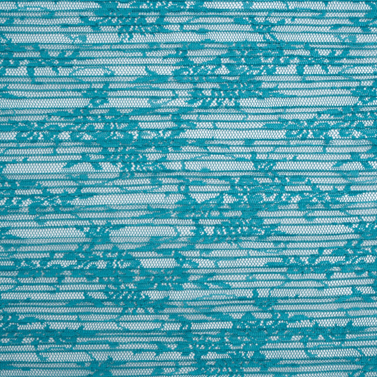 1 Yard Turquoise Floral Plisse Lace Designer Deadstock Polyester Fabric 56 Inch Width